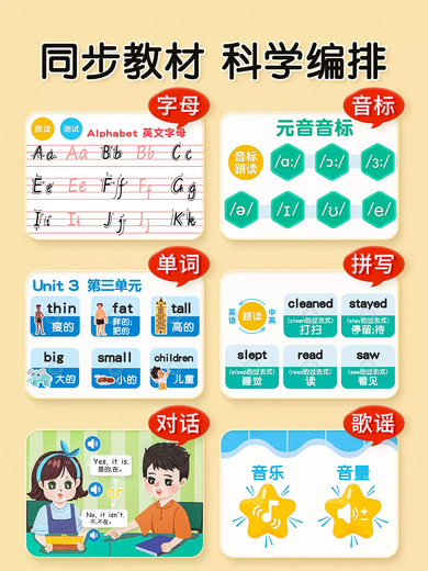 Shantou Lincun English word listening and reading artifact early education enlightenment point reading audio book synchronization primary school 3-6 grade classroom learning machine English synchronization classroom point reading Ren's Education Edition 24-year textbook synchronization