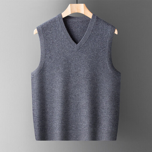 XJSGS international luxury high-end brand woolen sweater vest men's autumn and winter waistcoat V-neck daddy vest middle-aged and elderly high-end black and red ready stock winter style M /170/88A