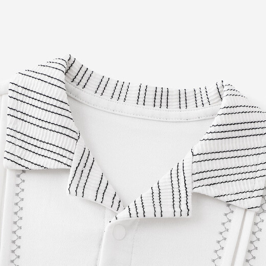 YEEHOO Haute Couture Series Newborn Clothes for Boys, Polo Collar Striped Romper, Spring and Summer Outing Clothes, Plain String Weave 66cm
