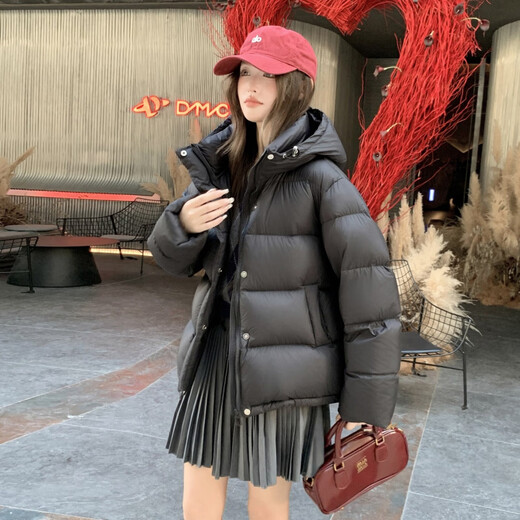 Bolison international first-line brand 95 white duck down down jacket women's short 2025 new small cloud puff hooded white XS 100Jin Jin equal to 0.5 kg or less