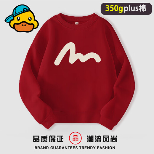 G.duck spring and autumn parent-child wear red sweatshirt family of three or four family portrait high-end mother and child mother-daughter wear street baby long sleeve thin red 120