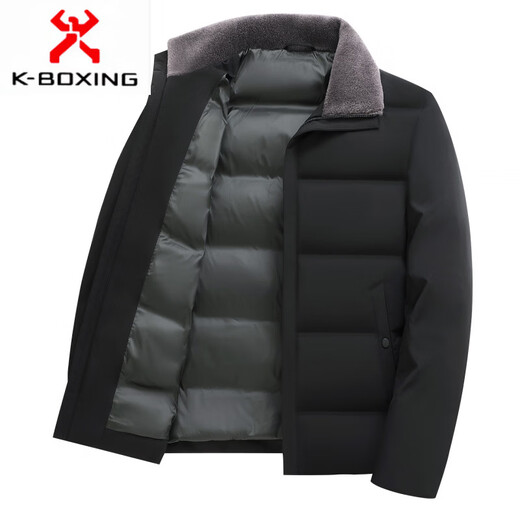 KBXNG Jinba Winter New Casual Down Jacket Men's Lamb Feather Duck Down Liner Men's Top Middle-aged Dad Warmth 010959 Black M 170/48