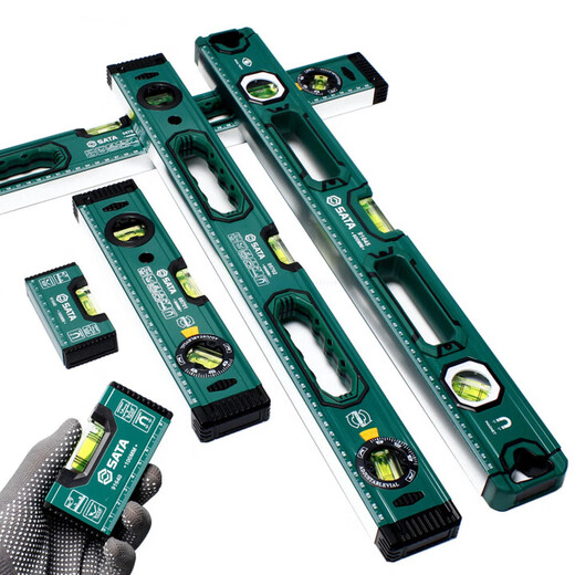 SATA level high-precision household multi-functional small aluminum alloy level balance decoration measuring ruler 916 91648-1800MM magnetic three-bubble level