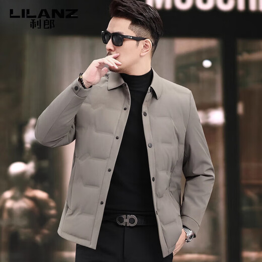 LILANZ Пуховик мужской, осень 2025, новинка 2025 года, повседневная мужская легкая мужская куртка для молодежи и среднего возраста с лацканами, белая мужская куртка на утином пуху, черная, 2XL 185