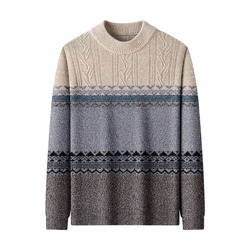 Wirpta high-end brand half turtleneck contrasting color sweater for men spring and autumn new pure wool sweater men's casual thickened sweater off-white (spot Suda) M 105