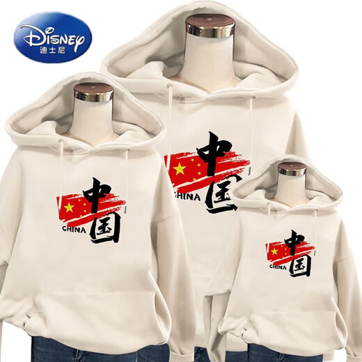 Disney parent-child clothing, winter mother-daughter clothing for a family of three, stylish sweatshirts for four, Korean style Internet celebrity high-end family sweatshirts, velvet hooded red 100 women S