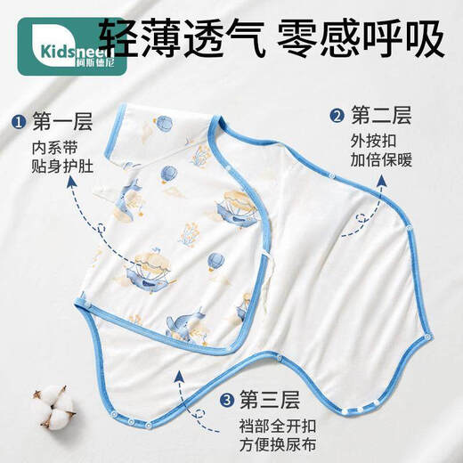 Kidsneed baby clothes short-sleeved baby clothes summer thin bottoming inner wear newborn male and female baby pure cotton type A hoodie Lyon Elephant Summer Style 59cm Recommended 4-6Jin Jin equals 0.5kg - Height 52-59cm