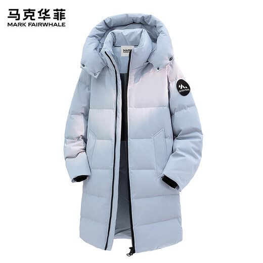 马克华菲（MARK FAIRWHALE）美式复古休闲长款羽绒服男士2025年冬季新款宽松保暖加厚潮牌上衣 冰川蓝色 【官方正品】 L 【建议120-140斤】