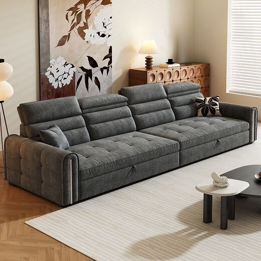 Shanghuashi chenille fabric sofa living room 2026 new storage sofa bed living room chaise combination multi-functional dual-purpose bed ultra-thick chenille velvet - violet sponge style straight 1.44 meters - large single