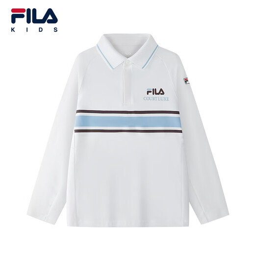 FILA antibacterial function FILA children's clothing long-sleeved 2026 spring new men's and older children's POLO shirts Jade White-WT 170