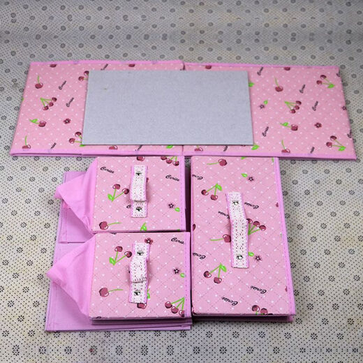 Fantasy two-layer three-draw underwear storage box drawer-type fabric home bra storage box foldable storage box waterproof lace cherry 30x22x30cm