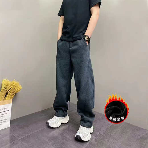 The same style in the mall, light luxury European goods, 2025 new scimitar casual pants, fashion week plus velvet sweatpants LX516, black, velvet, the same style in the mall, 2XL, recommended 150-170Jin Jin is equal to 0.5 kg