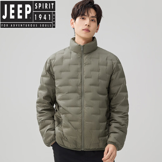 JEEP SPIRIT модная тонкая мужская куртка-пуховик с воротником-стойкой и подкладкой, зимняя новая легкая теплая мужская куртка темно-зеленого цвета M 170