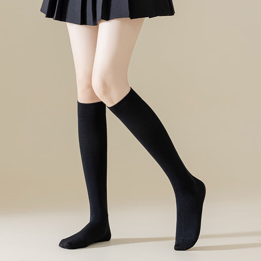 Color spun beautiful leg socks for women in autumn, boneless, deodorant and anti-pilling JK socks, black, one size fits all
