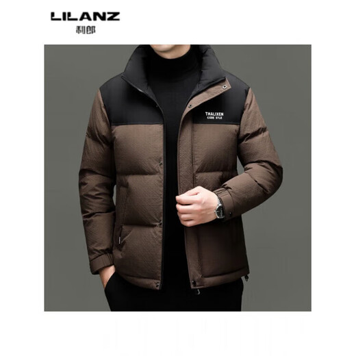 利郎（LILANZ）男士新款立领纯色休闲羽绒服中青年加厚保暖90羽绒服上衣外套 黑色 82593袖子可脱卸 (充绒量97.8克) 14XL (170)