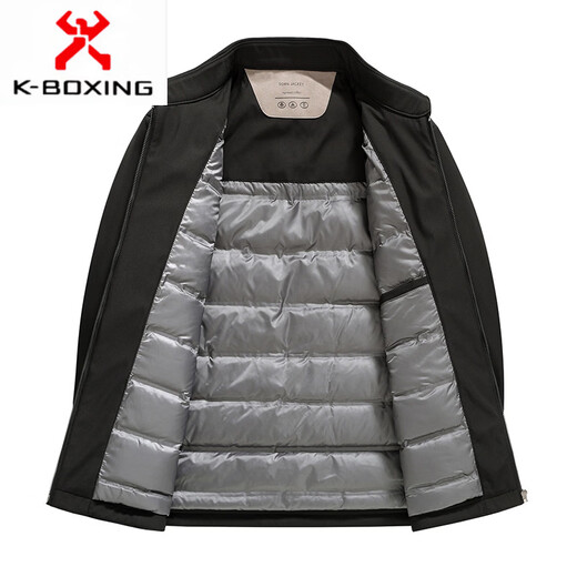 KBXNG Lapel Lapel Lightweight Down Jacket Men's Winter New Middle-aged Dad Korean Style Atmosphere Warm Casual Simple Outer Black M 170