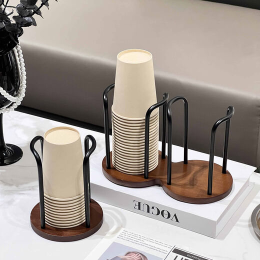 Yusenyi high-looking paper cup holder cup cup holder desktop coffee table storage rack tea cup holder single cup position - black