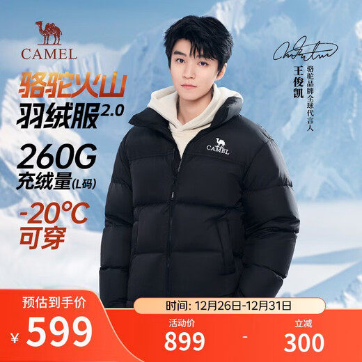 Camel Volcano Down Jacket 2.0 Wang Junkai's same urban light outdoor thickened warm jacket winter M13CR07066K