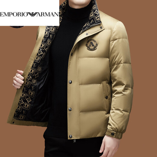 EMPORIO ARMANI Armani Пуховик Мужская зимняя мода Повседневная короткая мужская утепленная куртка с воротником-стойкой на утином пуху черная (высококлассная одежда) L 175