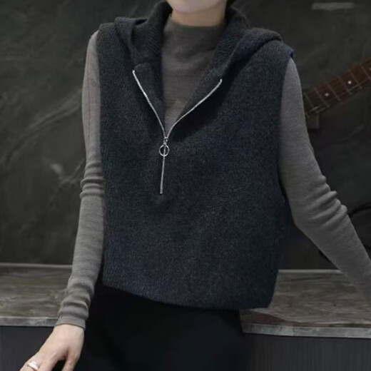 2025 new autumn pullover solid color lazy style half-zip top for women CSqy lazy style hooded vest jd brick red one size fits all 80-160Jin Jin is equal to 0.5 kg can be worn