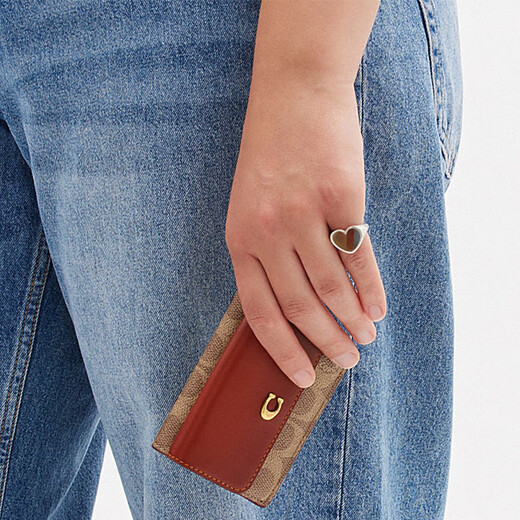 COACH Trifold Wallet 11 logo logo classic presbyopic flip snap button coated canvas and calfskin default basic package (bag + dust bag)