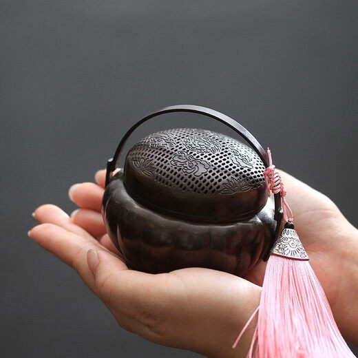Shantou Lincun retro copper hand warmer household incense charcoal stove sunken sandalwood stove chisel flower melon edge hand warmer