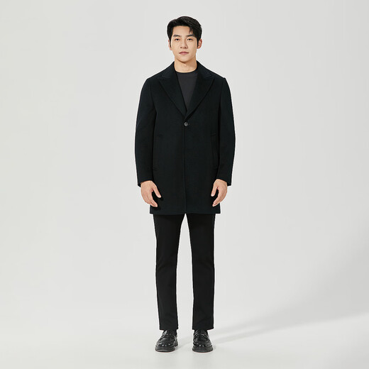 Lilang Doublure Mi-Longue Manteau en Laine Hiver Nouveau Business Manteau en Laine pour Hommes Centre Commercial Même Style Noir (25DYR1601Y) XL 175/92A