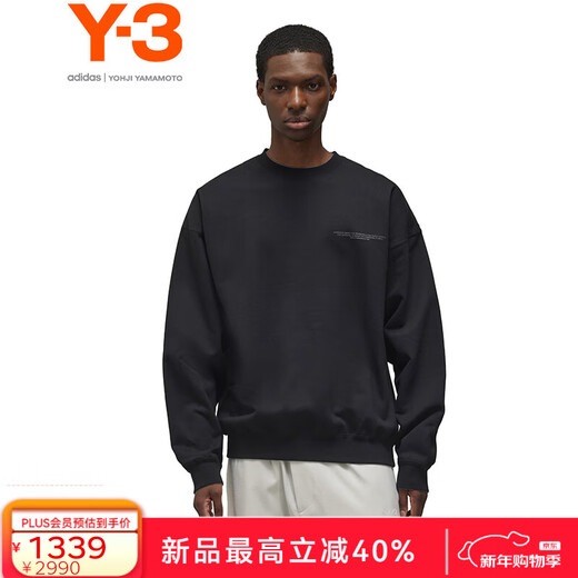 Y-3 Cadeau du Nouvel An y3LOGO CREW sweat-shirt pour hommes pull décontracté à col rond 51JE9276 sweat-shirt noir L