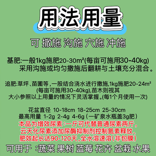 Yuntianhua urea slow-release fertilizer agricultural long-acting instant fully water-soluble fertilizer general-purpose high-nitrogen fertilizer for vegetables and vegetables sub-bag packaging 5Jin Jin equals 0.5 kg