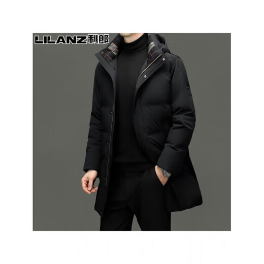 LILANZ Men's Mid-Length Down Jacket Winter New Fashionable Thickened Warm and Coldproof Jacket for Young and Middle-aged Men Black 14XL (190)