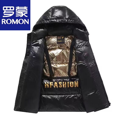 罗蒙黑金羽绒服鸭绒服2025短款面包服男女款情侣外套加厚冬季防寒 黑金短款 XL 【140-160斤】