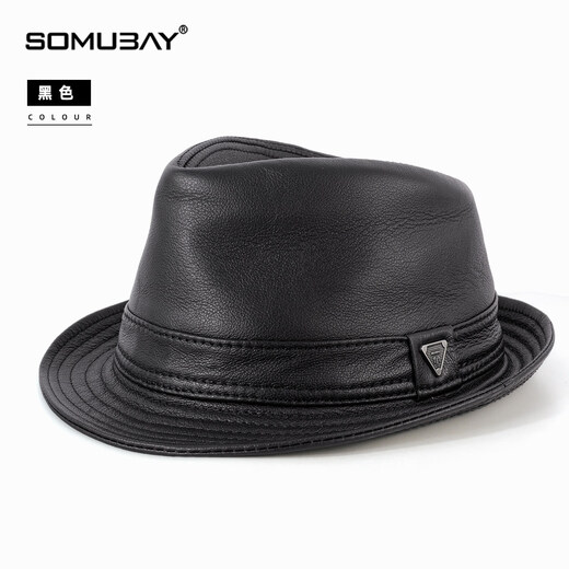 SOOKI Retro Genuine Leather Men's Autumn and Winter British Style Middle-aged and Old Dad Warm Shanghai Beach Hat Gentleman Hat Grandpa and Elderly Hat Black XL (57-58cm)