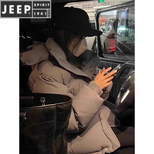 JEEP SPIRIT thickened short down jacket for men and women 2026 new winter youth student love bread coat loose jacket gray gray male XS recommended (85-110) Jin Jin equals 0.5 kg