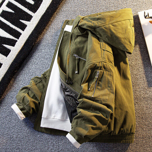 Playboy Cotton Workwear Down Jacket Men's Winter Warm White Duck Down Men's Hunting Flight Jacket Brown 3XL (186-205Jin Jin equals 0.5kg)