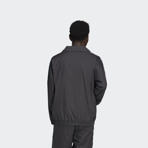 adidas休闲简约三条纹梭织立领夹克外套男装秋季阿迪达斯三叶草   黑色（推荐选大一码）   L