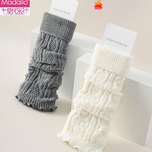 Modal socks for women in autumn and winter thickened warm calf pile leg sleeves college style JK slim and versatile gray high waist stockings 25627 thick needle rhombus (light gray white) one size