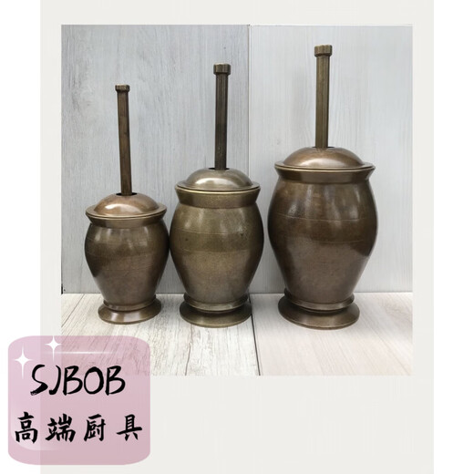 SJBOB pure copper mashing pot pestle brass cup mortar mortar mortar stone mortar medicinal cup punch barrel mash garlic grinder small and medium size_multi-functional copper mashing pot