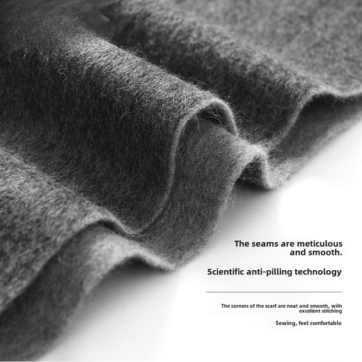 Wu Canli (WUCANLI) double-sided gray 100% pure cashmere scarf for men in winter thickened scarf New Year gift for boyfriend and husband, medium gray (wool)