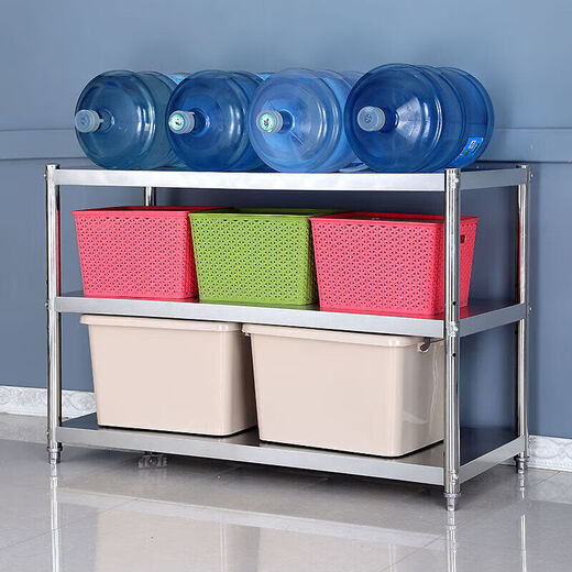 Tuojin stainless steel operating table stainless steel storage rack multi-layer floor-to-ceiling kitchen household multi-functional detachable microwave oven sun thickened length 70 width 40 height 80 - three layers