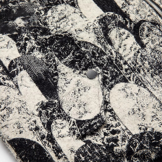 MARK FAIRWHALE Ретро модный повседневный пуховик с воротником-стойкой, мужской весенний 2026, новый модный брендовый дизайн, жаккардовый топ с полным принтом, черный цвет + черный цвет, скидка, две вещи, M рекомендуется 90-115 Jin Jin равен 0,5 кг