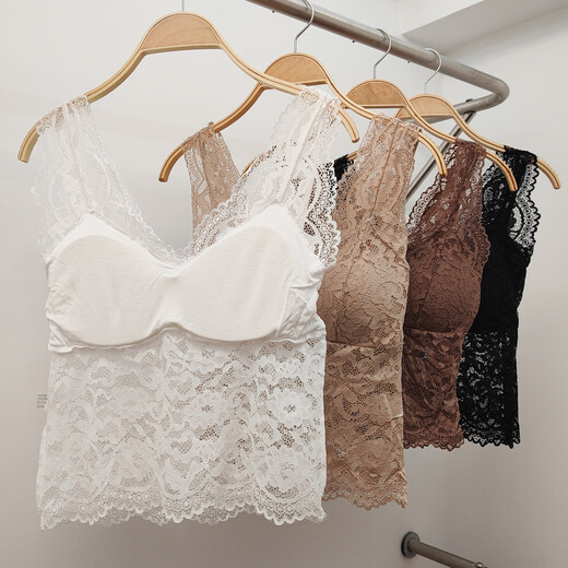 2025 Spring New Sexy Lace Beautiful Back Camisole Versatile Sleeveless Women's Underwear Dark Brown One Size