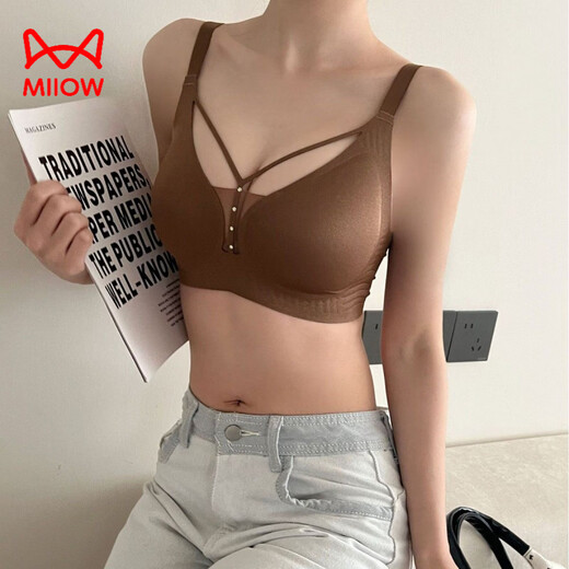 MiiOW New Year Good Luck Beautiful Breasts Breathable Jelly Strip Seamless Underwear Wireless Large Size Pull Up Big Breast Bra Push Up Wedding Ankora Red S