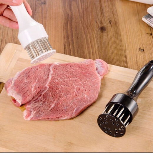 LZJV家用断筋嫩肉针猪扒鸡排鸡翅松肉针敲肉锤不锈钢牛排扎孔器猪 独立包装袋装16针黑-1个装