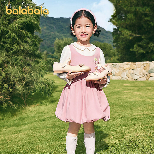 BALABALA balaOne BALABALA children's clothing children's dress girls 2026 new spring dress fake two-piece splicing skirt candy pink 60335 80