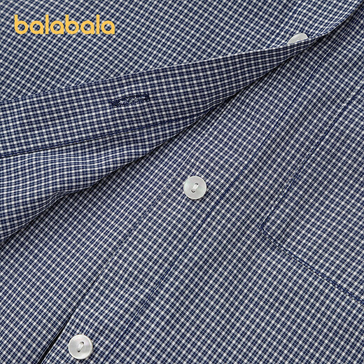 BALABALA Shopping mall same style BALABALA children's clothing children's long-sleeved shirt girls 2026 new spring clothing pure cotton plaid blue tone 00388 165