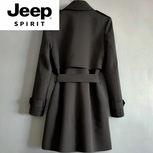 JEEP SPIRIT autumn new windbreaker jacket men's double row British style coat young and middle-aged business loose casual men's black L