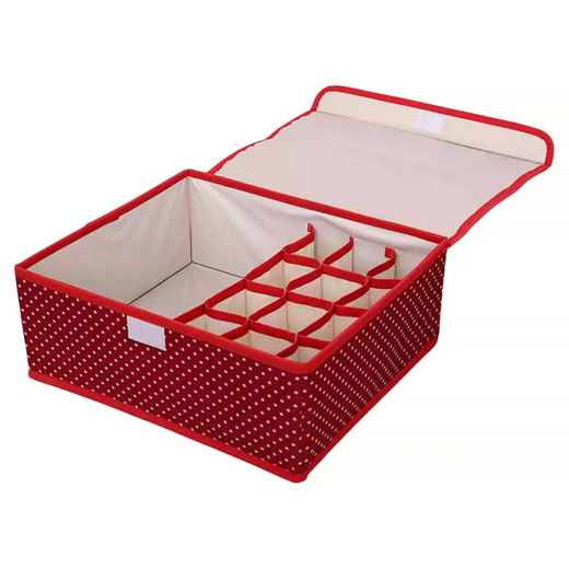 Yusen Yi Lid Storage Box with Underwear Large Capacity Organizing Box for Household Multifunctional Foldable Artifact Socks Underwear (Red Polka Dots) Underwear Storage Box (Red Polka Dots) Underwear Storage Box