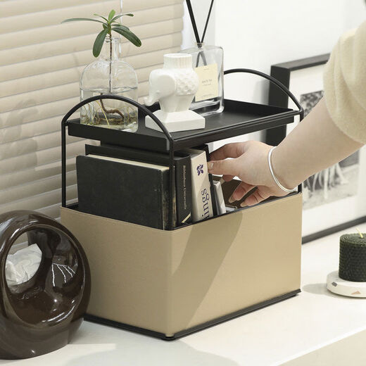 Fantasy Iron Storage Box Cosmetics Storage Rack Light Luxurious Style Storage Rack Office Desktop Organizing Rack Khaki HM2318