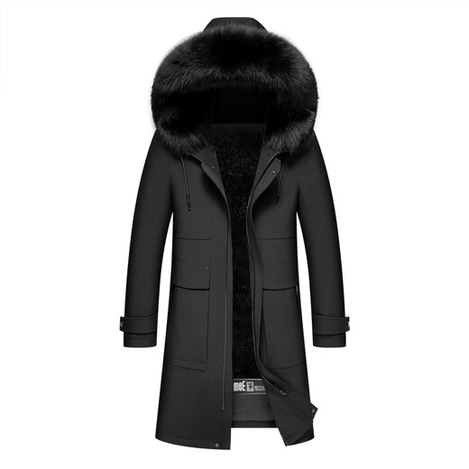 Международный бренд первой линии CHEVALPES, новинка 2025 года, мужская парка на длинной норковой подкладке, интегрированная норковая куртка для мужчин, воротник из черного меха лисы + норковая подкладка M 170
