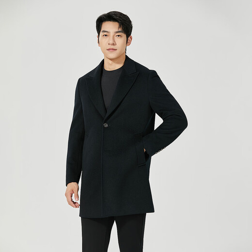 Lilang Doublure Mi-Longue Manteau en Laine Hiver Nouveau Business Manteau en Laine pour Hommes Centre Commercial Même Style Noir (25DYR1601Y) XL 175/92A